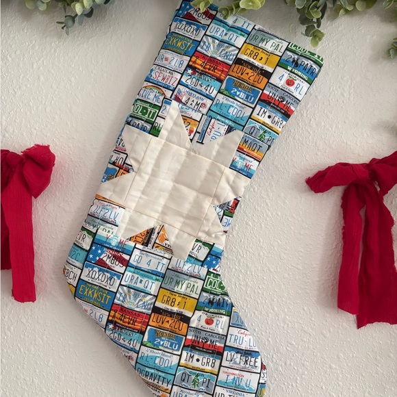 Festive License Plate Christmas Stocking - Picture 2 of 3